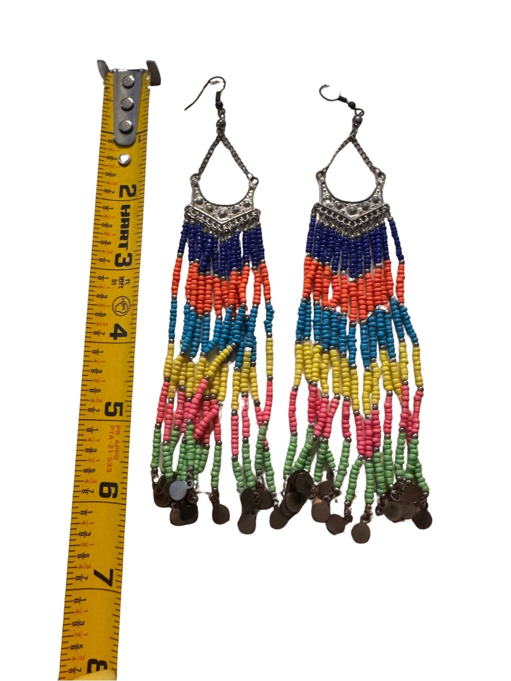 Colorful Multistrand Seed Bead Fringe Earrings - Unbranded